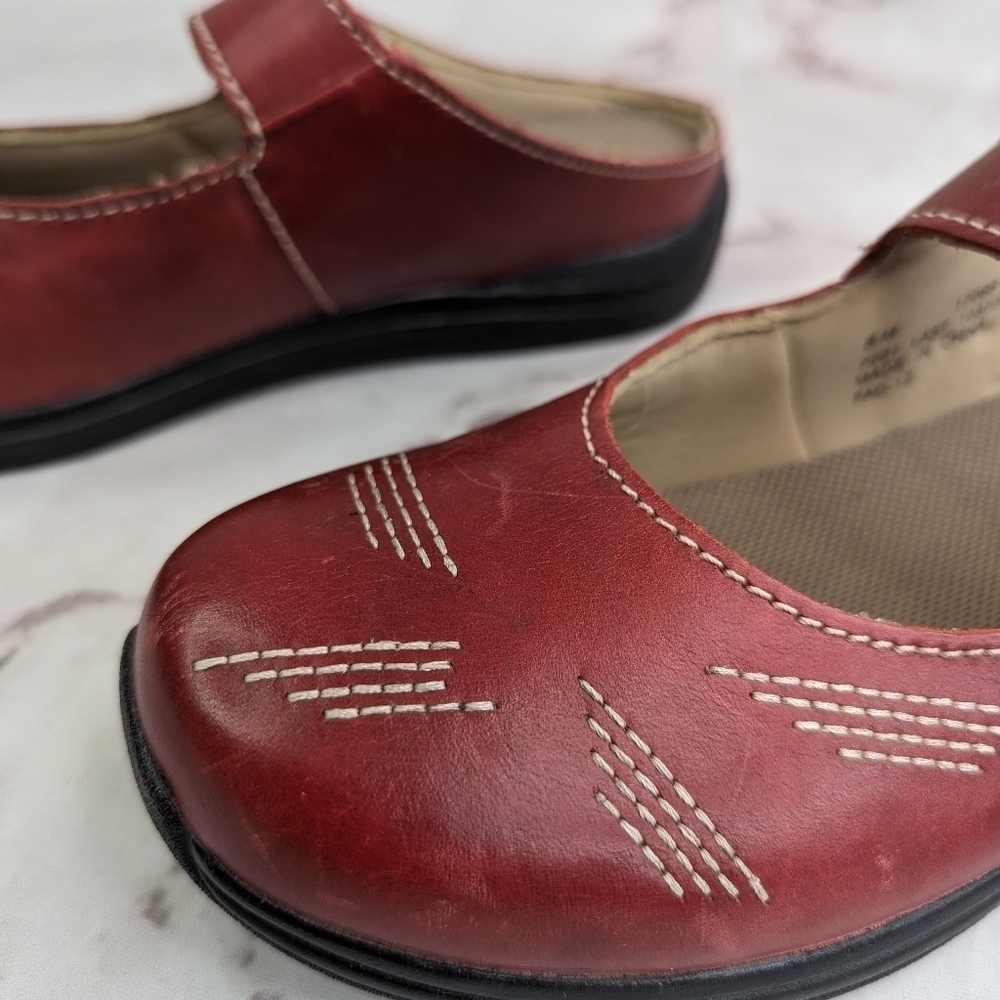 Drew Mary Jane Womens Size 38 US 8 Red Shoes Sandal Slip On Button Hook Shoes - Picture 5 of 11
